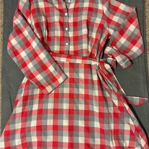 Flannel Plaid Red and Gray  Dress